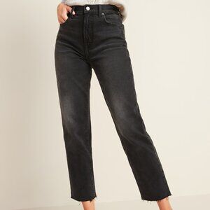Old Navy Extra High-Waisted Sky-Hi Straight Raw-Hem Jeans